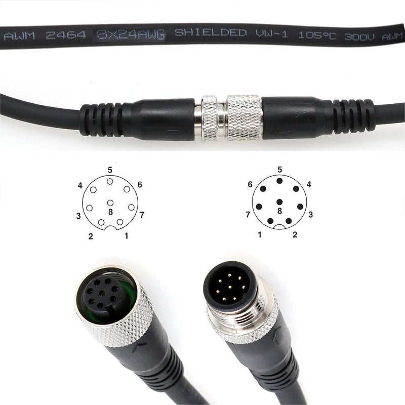 HangTon M12 A Coded 8 pin Female to 8 pin Male Cable for Cognex Sensor Camera Industrial Actuator Profibus Automation 20m - Image 2